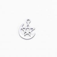 Stainless Steel Pendants, 304 Stainless Steel, Moon and Star, Vacuum Ion Plating, DIY & hollow, more colors for choice, 8.60x10.90mm, Sold By PC
