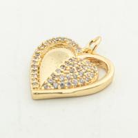 Cubic Zirconia Micro Pave Brass Pendant, Heart, high quality gold color plated, DIY & micro pave cubic zirconia, nickel, lead & cadmium free, 22x18x4mm, Hole:Approx 0.3mm, Approx 30PCs/Lot, Sold By Lot