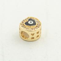 Fashion Evil Eye Jewelry Beads, Brass, high quality gold color plated, DIY & micro pave cubic zirconia, nickel, lead & cadmium free, 8x8x6mm, Hole:Approx 0.3mm, Approx 30PCs/Lot, Sold By Lot