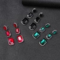 Tibetan Style Stud Earring, plated, fashion jewelry & for woman & with rhinestone, more colors for choice, nickel, lead & cadmium free, 15x60mm, Sold By Pair
