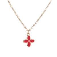 Tibetan Style Jewelry Necklace, with 1.96inch extender chain, Four Leaf Clover, fashion jewelry & for woman & enamel, more colors for choice, nickel, lead & cadmium free, 15x15mm, Length:Approx 15.74 Inch, Sold By PC