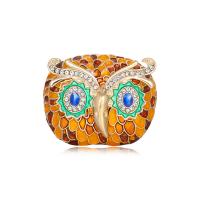 Zinc Alloy Brooches Owl for woman & enamel & with rhinestone nickel lead & cadmium free Sold By PC