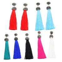 Fashion Fringe Earrings Zinc Alloy with Cotton Thread fashion jewelry & for woman & with rhinestone nickel lead & cadmium free Sold By Pair