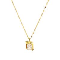 Cubic Zircon Micro Pave Brass Necklace with 2.36inch extender chain gold color plated fashion jewelry & micro pave cubic zirconia & for woman golden nickel lead & cadmium free Sold Per Approx 15.75 Inch Strand
