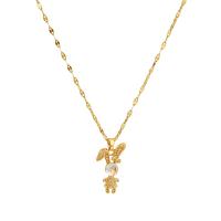 Brass Necklace, with 2.36inch extender chain, Rabbit, gold color plated, fashion jewelry & for woman & with rhinestone, golden, nickel, lead & cadmium free, 25x13mm, Sold Per Approx 15.75 Inch Strand