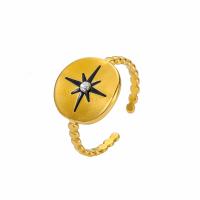 Rhinestone-Edelstahl -Finger-Ring, 304 Edelstahl, plattiert, Modeschmuck & für Frau & mit Strass, goldfarben, verkauft von PC