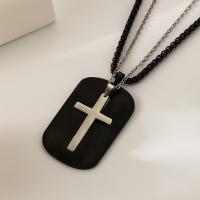 Couple Necklace, 304 Stainless Steel, with 1.97inch,2.36inch extender chain, Cross, polished, 2 pieces & fashion jewelry & Unisex, Length:Approx 22.83 Inch, Approx 18.11 Inch, Sold By Set