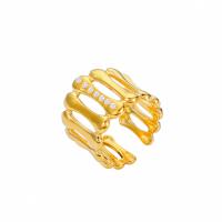 Vinger Ring in edelstaal, 304 roestvrij staal, met Plastic Pearl, plated, mode sieraden & uniseks, gouden, Verkocht door PC