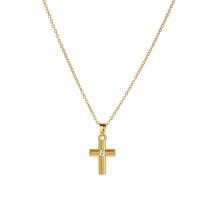 Tibetan Style Jewelry Necklace, with 2.36inch extender chain, Cross, KC gold color plated, fashion jewelry & for woman & with rhinestone, golden, nickel, lead & cadmium free, 25x13mm, Sold Per Approx 16.54 Inch Strand