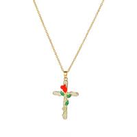 Brass Necklace with 2.36inch extender chain Cross fashion jewelry & for woman & enamel nickel lead & cadmium free Sold Per Approx 15.75 Inch Strand