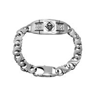 Stainless Steel Jewelry Bracelet, 316L Stainless Steel, Skull, polished, for man & with rhinestone, original color, 17.1mm,9.4mm, Length:Approx 225 mm, Sold By PC