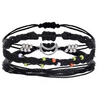 Fashion Create Wax Cord Bracelets, with Tibetan Style, handmade, three pieces & Bohemian style & adjustable, more colors for choice, Length:Approx 15-30 cm, Sold By Set