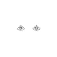 Brass Stud Earring silver color plated fashion jewelry & micro pave cubic zirconia & for woman nickel lead & cadmium free Sold By Pair