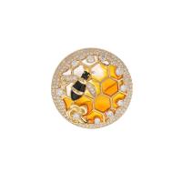 Cubic Zirconia Brooch Brass Bee gold color plated fashion jewelry & micro pave cubic zirconia & for woman & enamel mixed colors nickel lead & cadmium free Sold By Pair