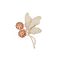 Cubic Zirconia Brooch, Brass, Butterfly, gold color plated, fashion jewelry & micro pave cubic zirconia & for woman, mixed colors, nickel, lead & cadmium free, 47x62mm, Sold By PC