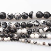 Χάντρες Κοσμήματα πολύτιμος λίθος, Zebra Jasper, DIY & διαφορετικό μέγεθος για την επιλογή, μαύρος, Sold Per Περίπου 38 cm Strand