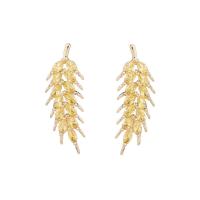 Brass Drop Earring, Wheat, plated, fashion jewelry & micro pave cubic zirconia & for woman, more colors for choice, nickel, lead & cadmium free, 9x26mm, Sold By Pair