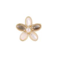 Shell Brooch, Brass, with Pearl Oyster, Flower, gold color plated, fashion jewelry & micro pave cubic zirconia & for woman, more colors for choice, nickel, lead & cadmium free, 40x40mm, Sold By PC