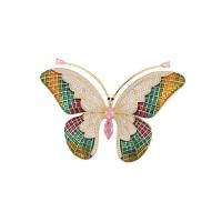 Fashion Brooch Jewelry Brass Butterfly real gold plated fashion jewelry & micro pave cubic zirconia & for woman & enamel mixed colors nickel lead & cadmium free Sold By PC