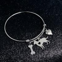 Stainless Steel Jewelry Bracelet, 304 Stainless Steel, Animal, plated, fashion jewelry & different designs for choice, silver color, Inner Diameter:Approx 63mm, Sold By PC