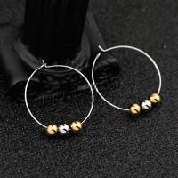 Stainless Steel Huggie Hoop Earring, 304 Stainless Steel, Round, plated, fashion jewelry, golden, 6x31mm, Sold By Pair