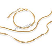 Edelstahl Schmucksets, Armband & Halskette, 304 Edelstahl, plattiert, Modeschmuck, goldfarben, verkauft von PC