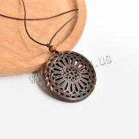 Mode Halskette, Kokosrinde, mit Wachsschnur, rund, Modeschmuck, braun, 4mm, Länge:44 cm, verkauft von PC