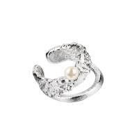 925 Sterling Silver Earring Cuff with Shell Pearl for woman & hollow silver color 9.70mm Sold By PC