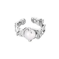 925 Sterling Silver Earring Cuff, with White Agate, platinum plated, fashion jewelry & for woman, 10.50mm, Sold By PC