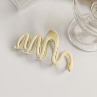 Hair Claw Clips Zinc Alloy for woman beige nickel lead & cadmium free 120mm Sold By PC