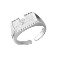 Ring Finger mosiądz, biżuteria moda & dla kobiety & z kamieniem, srebro, bez zawartości niklu, ołowiu i kadmu, 8mm, sprzedane przez PC