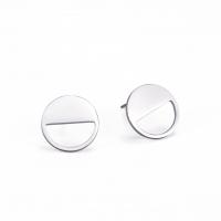 Stainless Steel Stud Earrings 304 Stainless Steel Flat Round Vacuum Ion Plating fashion jewelry & for woman & hollow Sold By Pair