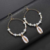 Tibetan Style Drop Earrings, with Shell, fashion jewelry & for woman & enamel, nickel, lead & cadmium free, 80mm, Sold By Pair