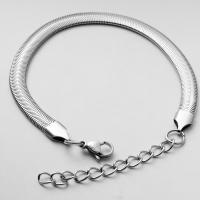 Titanium Steel Bracelet & Bangle, with 1.97inch extender chain, handmade, Length Adjustable & fashion jewelry & Unisex & different size for choice & snake chain, original color, nickel, lead & cadmium free, 6mm, Sold By PC
