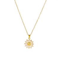 Cubic Zircon Micro Pave Brass Necklace with 2.36inch extender chain Daisy plated fashion jewelry & micro pave cubic zirconia & for woman nickel lead & cadmium free Sold Per Approx 15.75 Inch Strand