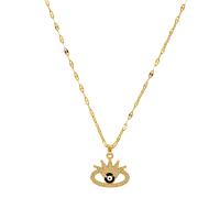 Evil Eye Biżuteria Naszyjnik, Mosiądz, ze 2.36inch przedłużeniami łańcuszka, Platerowane w kolorze złota, dla kobiety & emalia & z kamieniem, złoty, bez zawartości niklu, ołowiu i kadmu, 21x20mm, sprzedawane na około 15.75 cal Strand