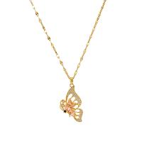 Cubic Zircon Micro Pave Brass Necklace with 2.36inch extender chain Butterfly gold color plated fashion jewelry & micro pave cubic zirconia & for woman golden nickel lead & cadmium free Sold Per Approx 15.75 Inch Strand