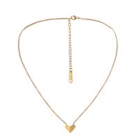 Stainless Steel Jewelry Necklace 304 Stainless Steel with 2.36inch extender chain Heart plated fashion jewelry & for woman golden Sold Per Approx 15.75 Inch Strand