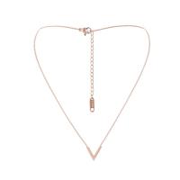 Stainless Steel Jewelry Necklace 304 Stainless Steel with 2.36inch extender chain Letter V plated fashion jewelry & for woman rose gold color Sold Per Approx 14.96 Inch Strand