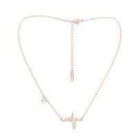 Stainless Steel Jewelry Necklace, 304 Stainless Steel, Electrocardiographic, plated, fashion jewelry & for woman, rose gold color, 25x15mm, Sold Per Approx 14.17 Inch Strand