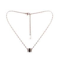 Stainless Steel Jewelry Necklace, 304 Stainless Steel, with 2.36inch extender chain, plated, fashion jewelry & for woman & with rhinestone, 10x10mm, Sold Per Approx 15.75 Inch Strand