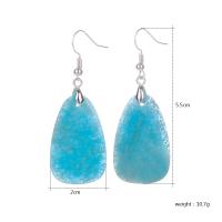 Boucles d'oreilles en pierres précieuses, Amazonite, avec alliage de zinc, larme, pour femme, bleu, 20x55mm, Vendu par paire