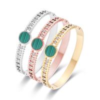 Titanium Steel Bracelet & Bangle with Malachite Vacuum Ion Plating for woman & with rhinestone Inner Approx Sold By PC