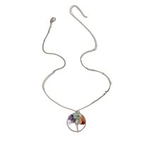 Zinklegierung Schmuck Halskette, mit Natürlicher Kies, Baum, für Frau, frei von Nickel, Blei & Kadmium, Länge:ca. 48-53 cm, verkauft von PC