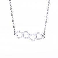Edelstahl Schmuck Halskette, 304 Edelstahl, mit Verlängerungskettchen von 5cm, Herz, für Frau & hohl, keine, 32x9.40mm, Länge 45 cm, verkauft von PC