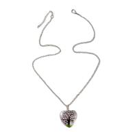 Zinc Alloy Jewelry Necklace with Glass Heart for woman nickel lead & cadmium free Length Approx 47-52 cm Sold By PC