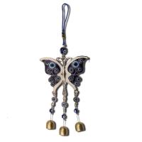 Wind Chimes Outdoor and Home Decoration  Zinc Alloy with Lampwork Butterfly plated folk style & evil eye pattern & epoxy gel nickel lead & cadmium free Sold By PC