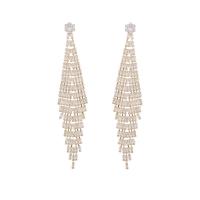 Fashion Fringe Earrings, Brass, plated, fashion jewelry & micro pave cubic zirconia & for woman, more colors for choice, nickel, lead & cadmium free, 17x86mm, Sold By Pair