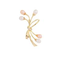 Kunststof Pearl Brooch, Messing, met Plastic Pearl, echt goud verguld, mode sieraden & micro pave zirconia & voor vrouw, gemengde kleuren, nikkel, lood en cadmium vrij, 32x56mm, Verkocht door PC