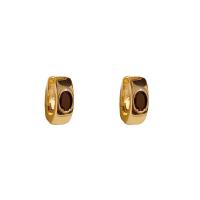 Messing Huggie Hoop Earring, Donut, echt goud verguld, mode sieraden & voor vrouw, nikkel, lood en cadmium vrij, 6x16mm, Verkocht door pair